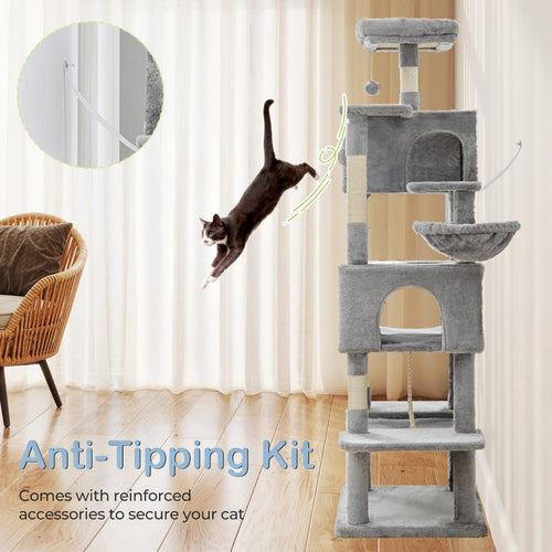 66 Inch Cat Tree Tower, Large Multi-Cat Climbing Extended Platform,