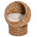 Handwoven Elevated Cat Bed with Soft Cushion & Egg Shape, Basket